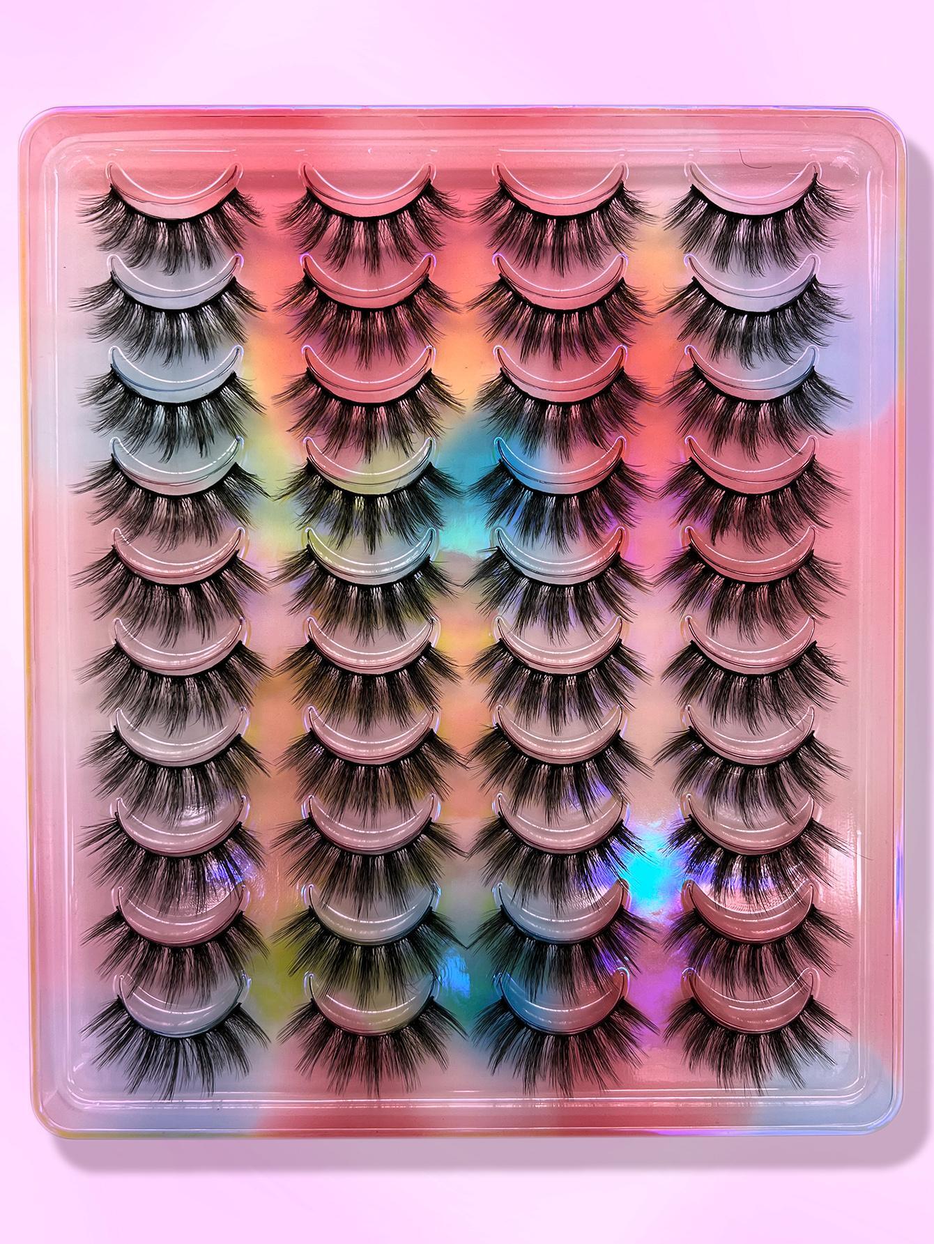 شي إن رموش 20 Pairs Natural Looking Curled Faux Mink Strip - الصورة 2