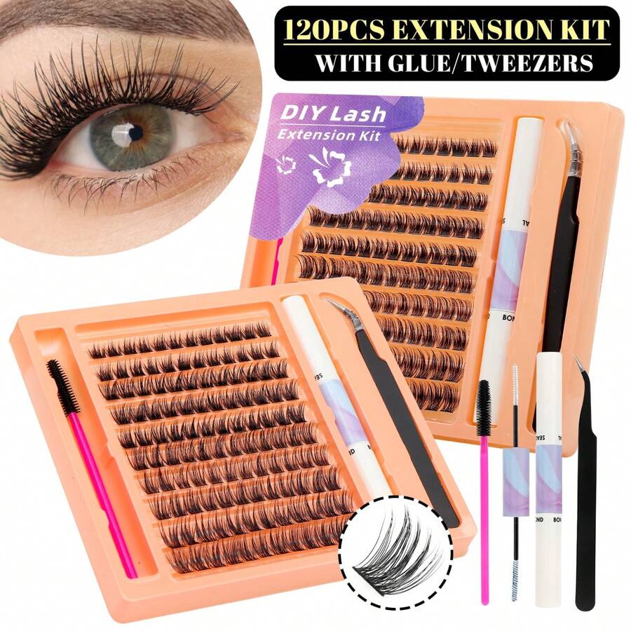 شي إن Huicop DIY رموش تركيب طقم 120 قطع glue+ملقاط
