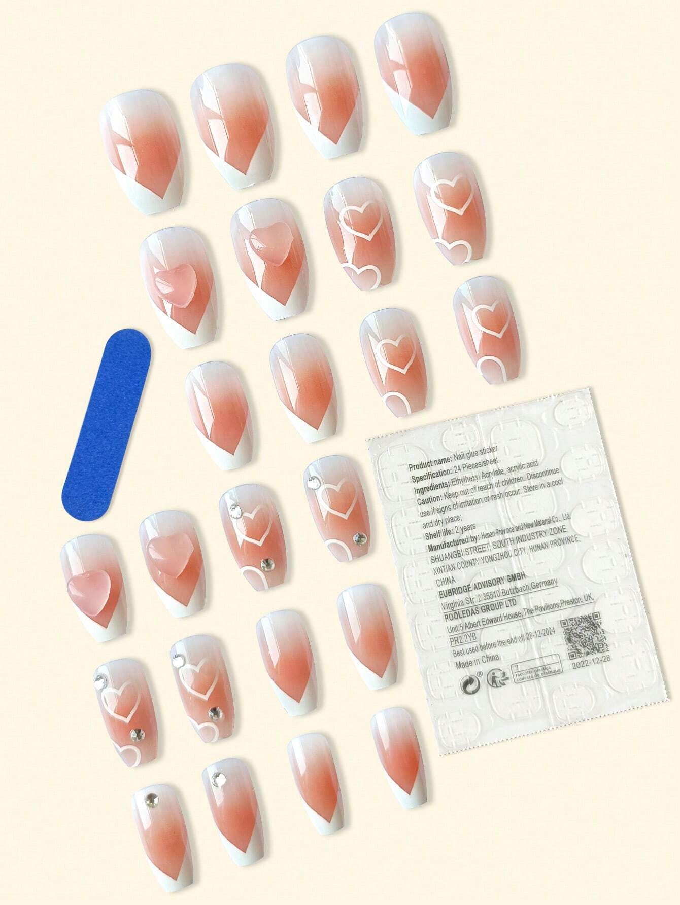 شي إن وردي Gradient Nails 24 قطع