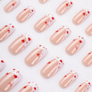 شي إن أبيض Nails مع أحمر Hearts 24 قطع