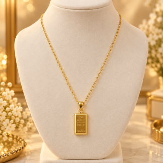 ستانلس ستيل ذهبي-Tone Ingot Bar Pendant Necklace