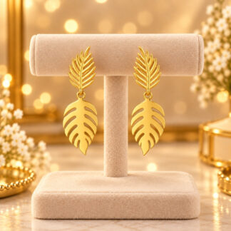 ستانلس ستيل ذهبي Leaf Dangle Earrings