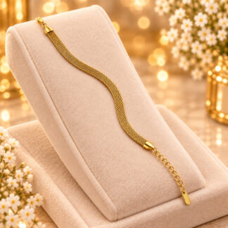 ستانلس ستيل ذهبي Tone Mesh Bracelet مع Adjustable Chain