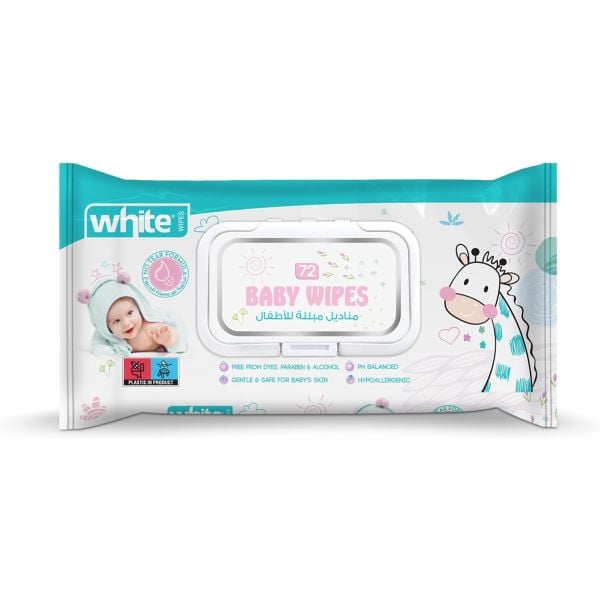 أبيض Baby Wipes 72