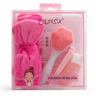 Colorsix وردي Facial منظف و Skincare Beauty طقم مع Headband