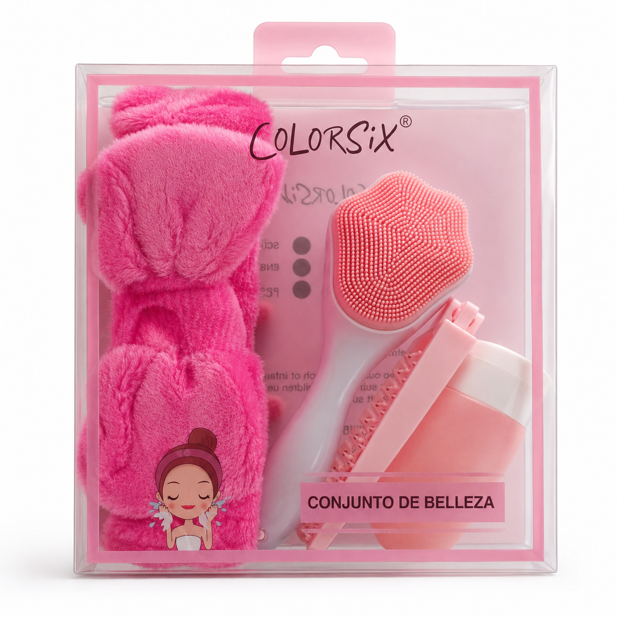 Colorsix وردي Facial منظف و Skincare Beauty طقم مع Headband