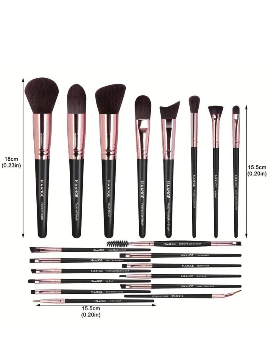 Maange Luxury Professional Makeup Brush Set 21 Pieces - Black - الصورة 3